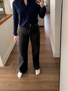 H&M Black High-Waist Wide-Leg Jeans